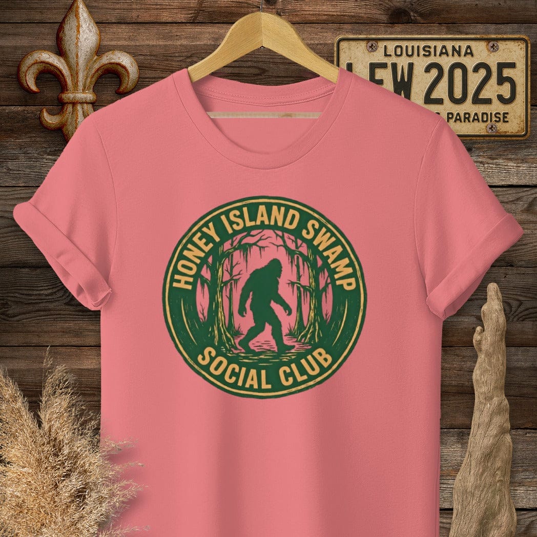 S / Coral Silk Louisiana Honey Island Swamp Social Club T-Shirt by Laissez Faire Wear