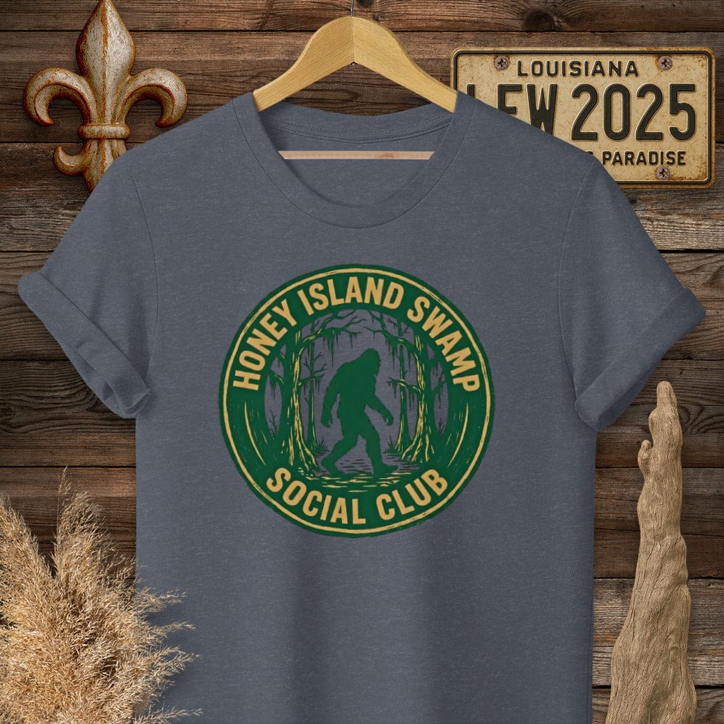 S / Heather Navy Louisiana Honey Island Swamp Social Club T-Shirt by Laissez Faire Wear