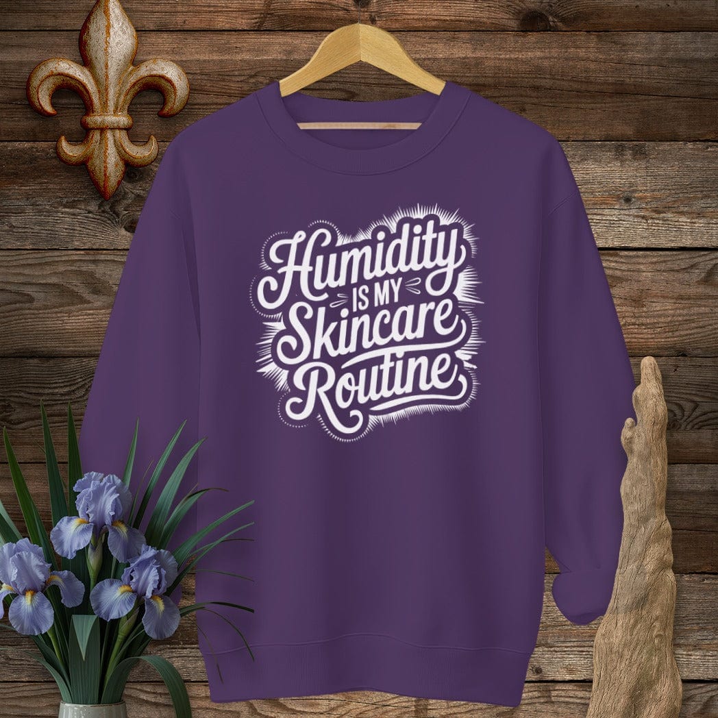 S / Purple Louisiana Humidity Is My Skincare Routine Sweatshirt by Laissez Faire Wear