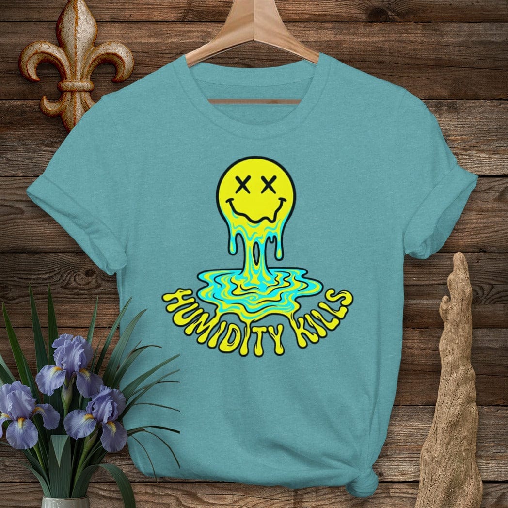 S / Heather Galapagos Blue Louisiana Humidity Kills T-Shirt by Laissez Faire Wear