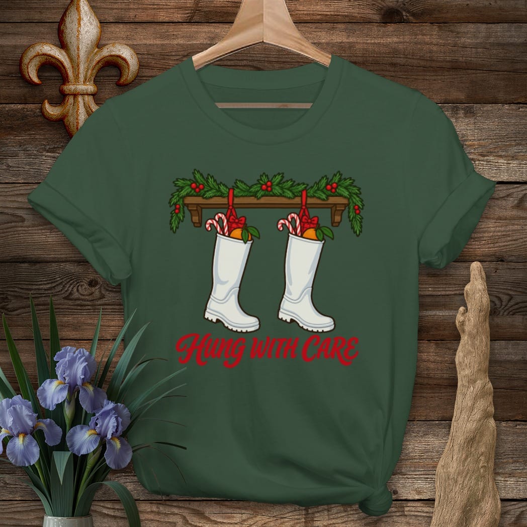 S / Forest Green Louisiana Hung With Care T-Shirt by Laissez Faire Wear