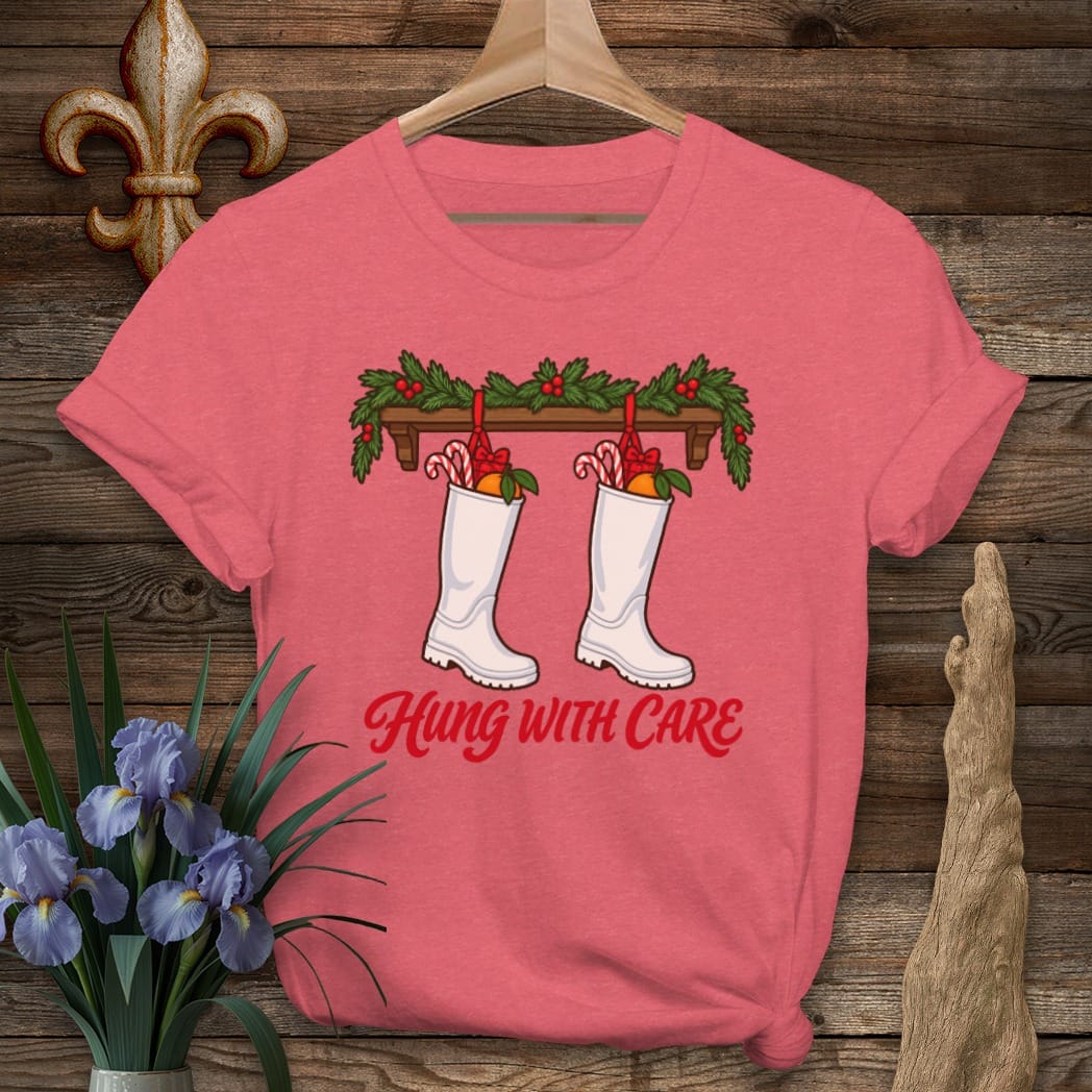 S / Heather Red Louisiana Hung With Care T-Shirt by Laissez Faire Wear