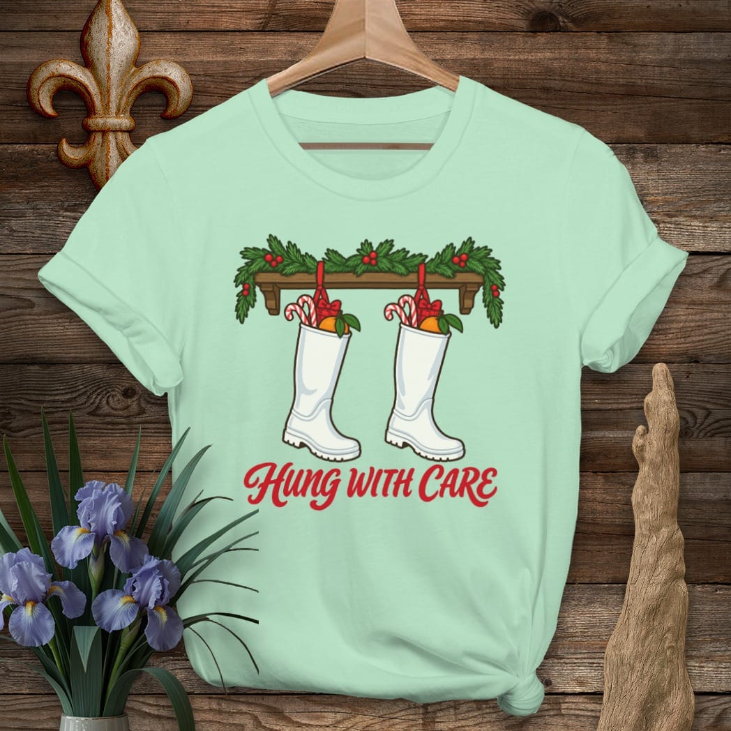 S / Mint Green Louisiana Hung With Care T-Shirt by Laissez Faire Wear