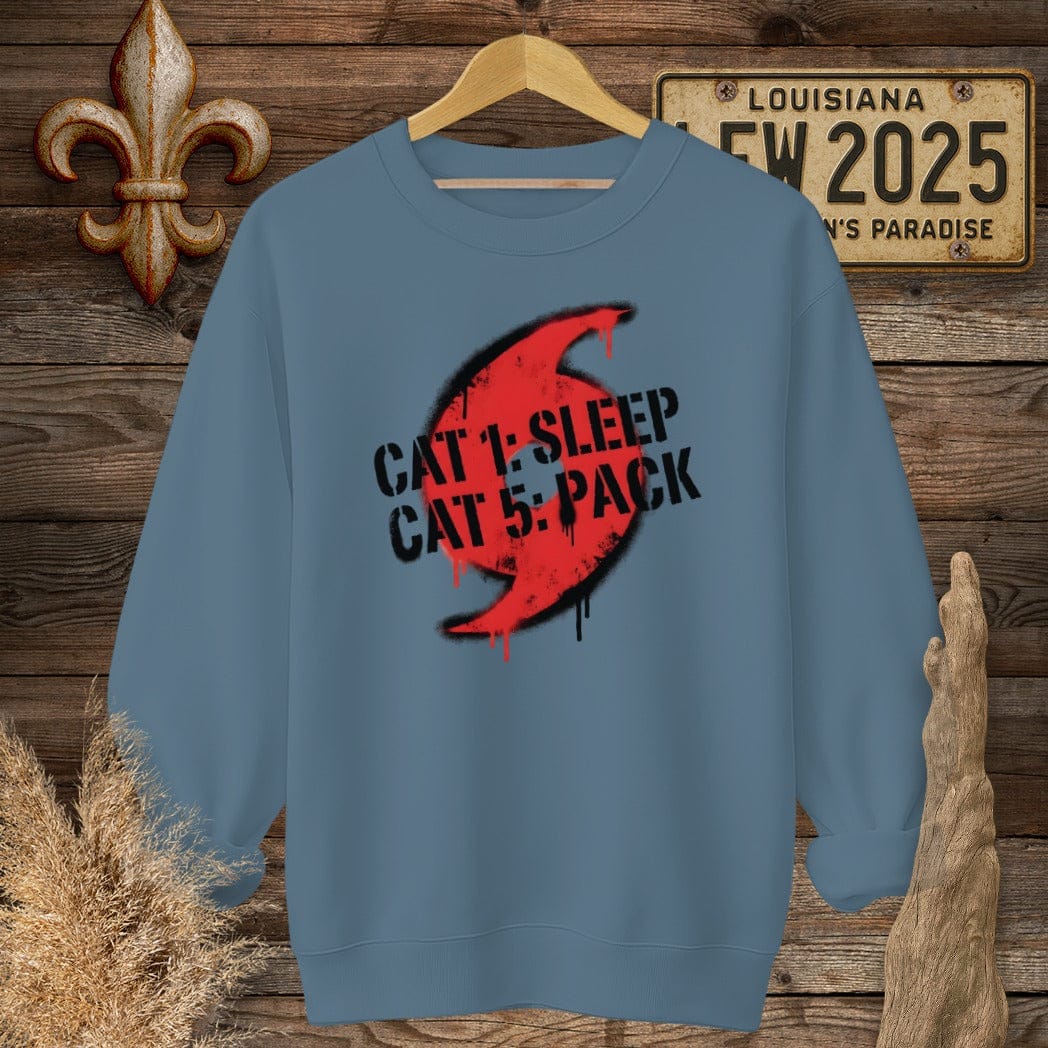 S / Indigo Blue Louisiana Hurricane Prep Sweatshirt by Laissez Faire Wear