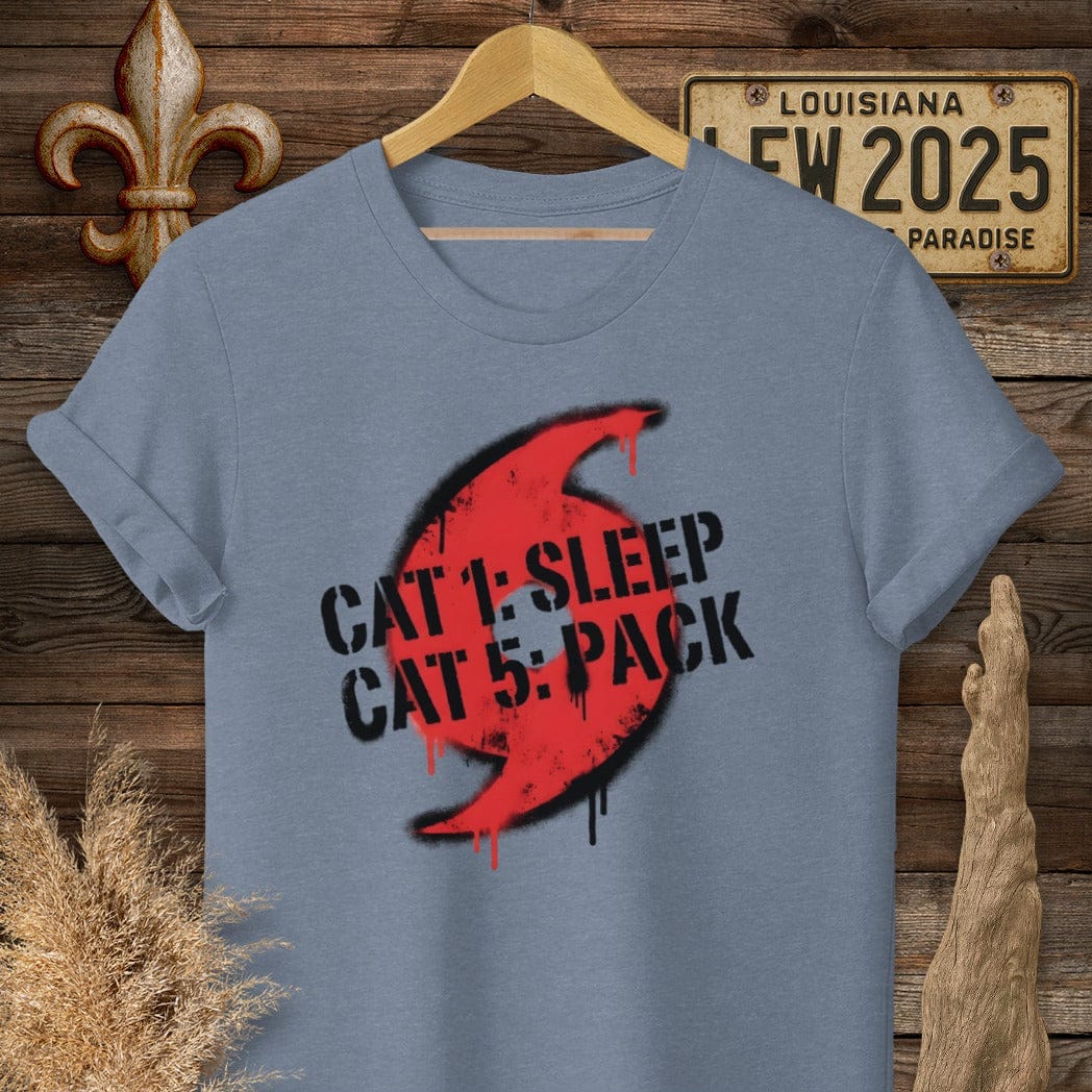 S / Heather Indigo Louisiana Hurricane Prep T-Shirt by Laissez Faire Wear