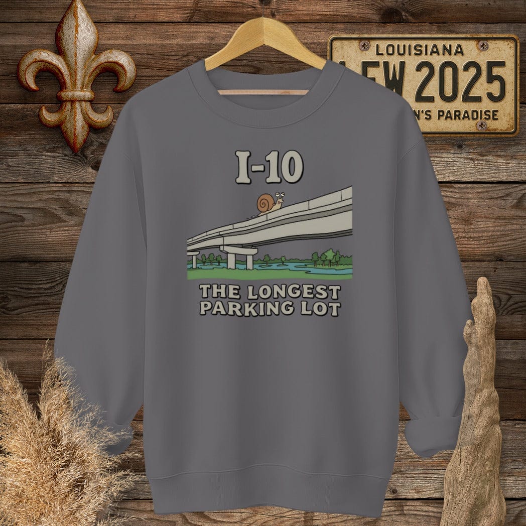 S / Charcoal Louisiana I-10 Sweatshirt by Laissez Faire Wear