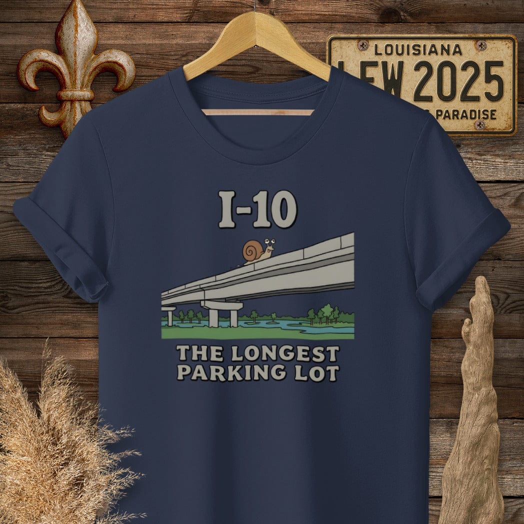 S / Navy Louisiana I-10 T-Shirt by Laissez Faire Wear
