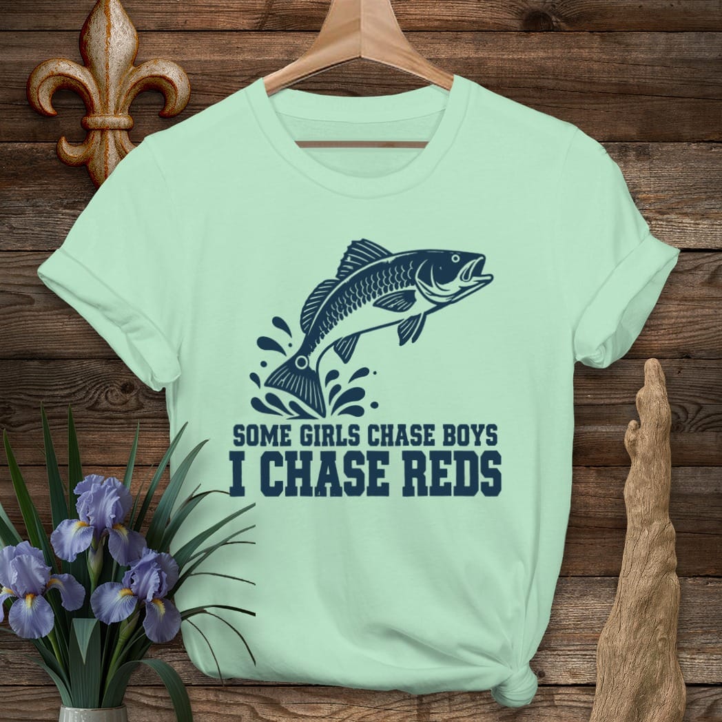 S / Mint Green Louisiana I Chase Reds T-Shirt by Laissez Faire Wear