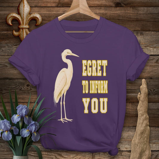 S / Purple Louisiana I Egret To Inform You T-Shirt by Laissez Faire Wear