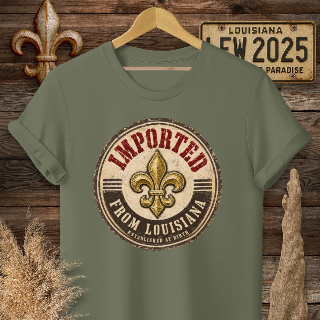 S / Military Green Louisiana Imported T-Shirt by Laissez Faire Wear