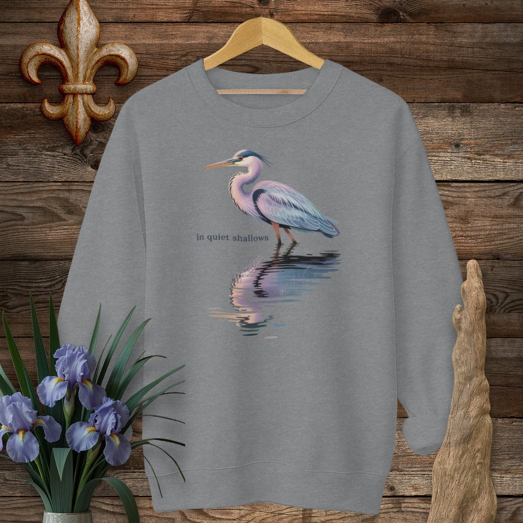 S / Graphite Heather Louisiana In Quiet Shallows Sweatshirt by Laissez Faire Wear
