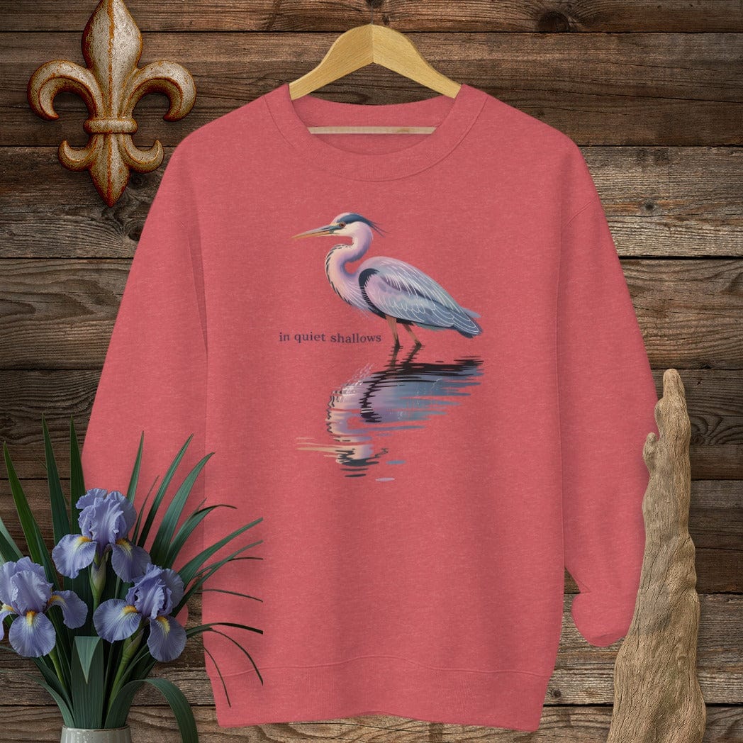 S / Heather Scarlet Red Louisiana In Quiet Shallows Sweatshirt by Laissez Faire Wear
