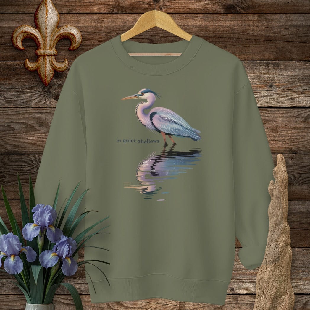 S / Military Green Louisiana In Quiet Shallows Sweatshirt by Laissez Faire Wear