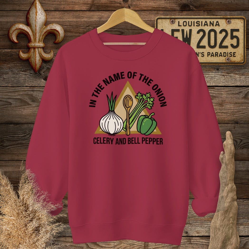 S / Cardinal Red Louisiana In The Name of...Sweatshirt by Laissez Faire Wear