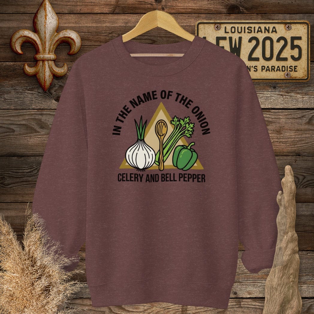 S / Heather Sport Dark Maroon Louisiana In The Name of...Sweatshirt by Laissez Faire Wear