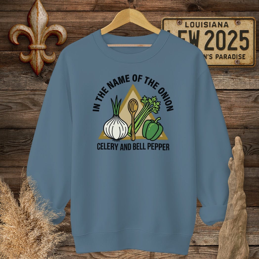 S / Indigo Blue Louisiana In The Name of...Sweatshirt by Laissez Faire Wear