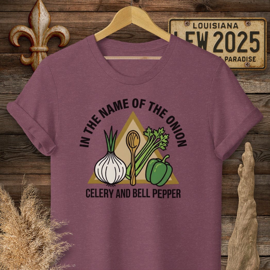 S / Heather Maroon Louisiana In The Name of...T-Shirt by Laissez Faire Wear