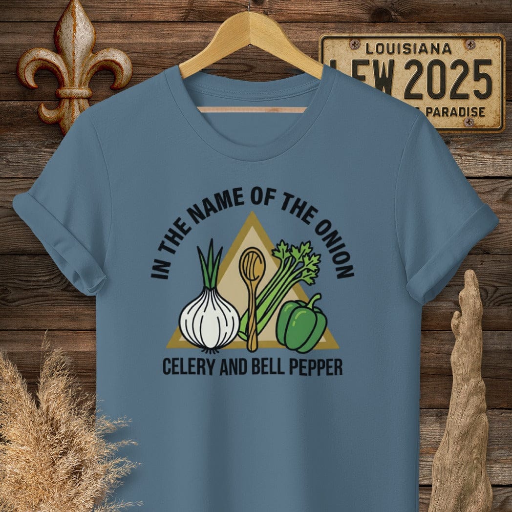 S / Indigo Blue Louisiana In The Name of...T-Shirt by Laissez Faire Wear