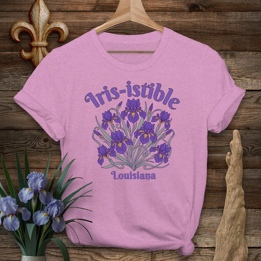 S / Heather Radiant Orchid Louisiana Iris-istible T-Shirt by Laissez Faire Wear