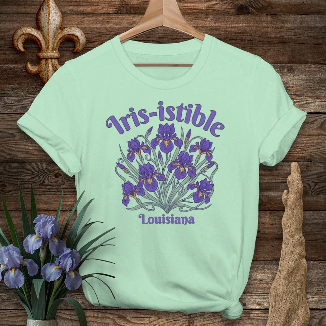 S / Mint Green Louisiana Iris-istible T-Shirt by Laissez Faire Wear