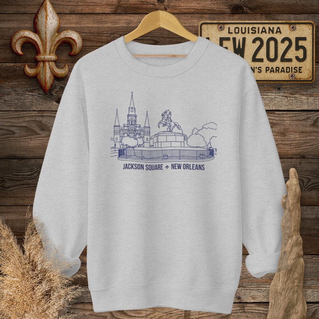 S / Sport Grey Louisiana Jackson Square Sweatshirt by Laissez Faire Wear