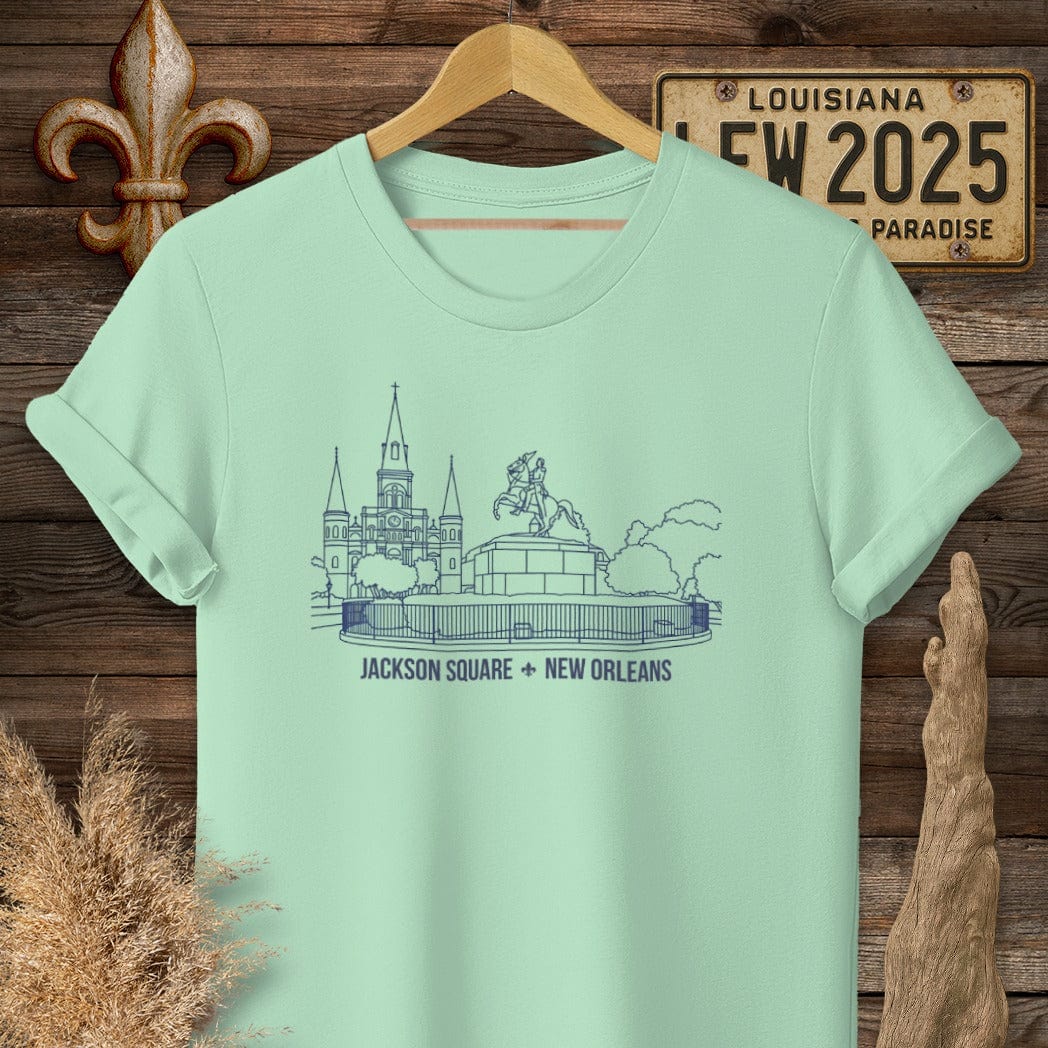 S / Mint Green Louisiana Jackson Square T-Shirt by Laissez Faire Wear