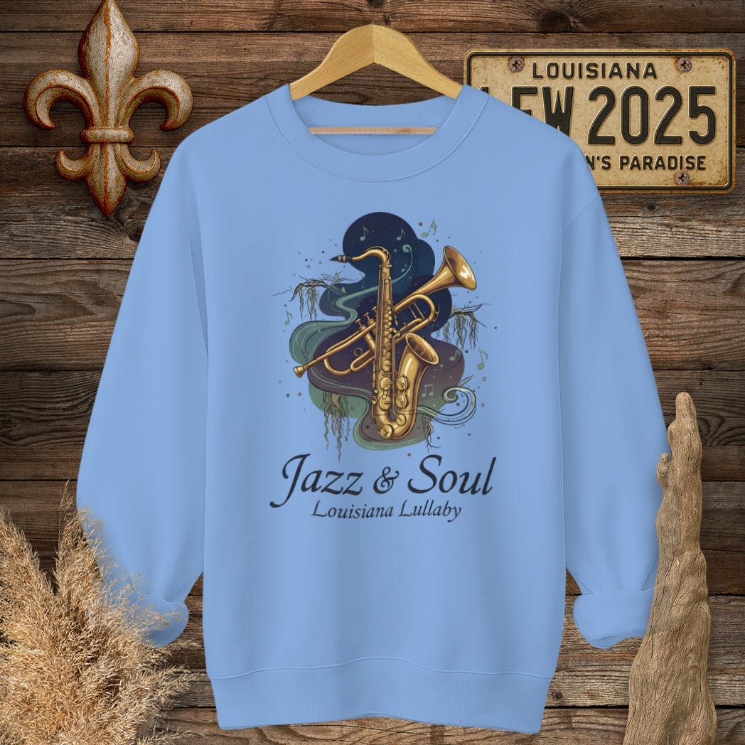 S / Carolina Blue Louisiana Jazz & Soul Sweatshirt by Laissez Faire Wear