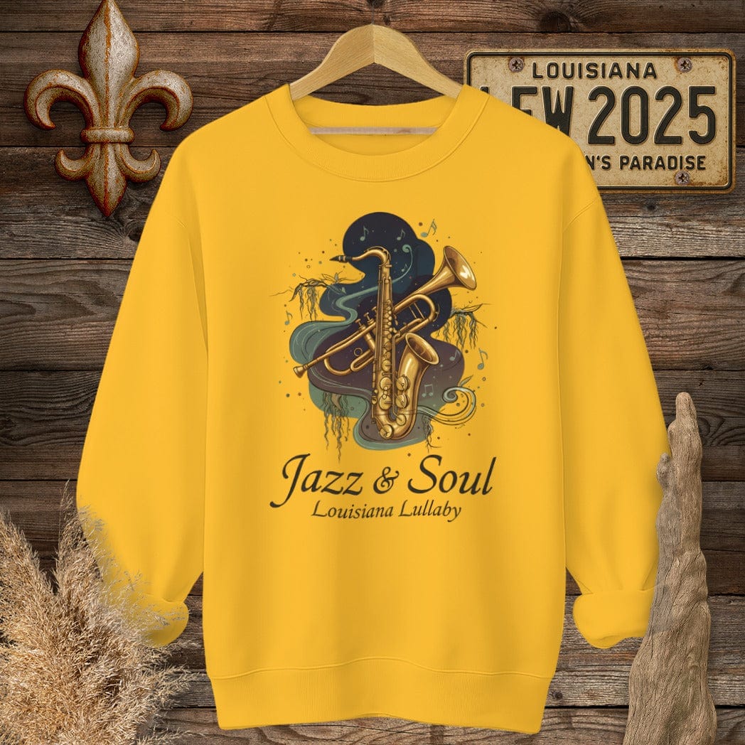 S / Gold Louisiana Jazz & Soul Sweatshirt by Laissez Faire Wear