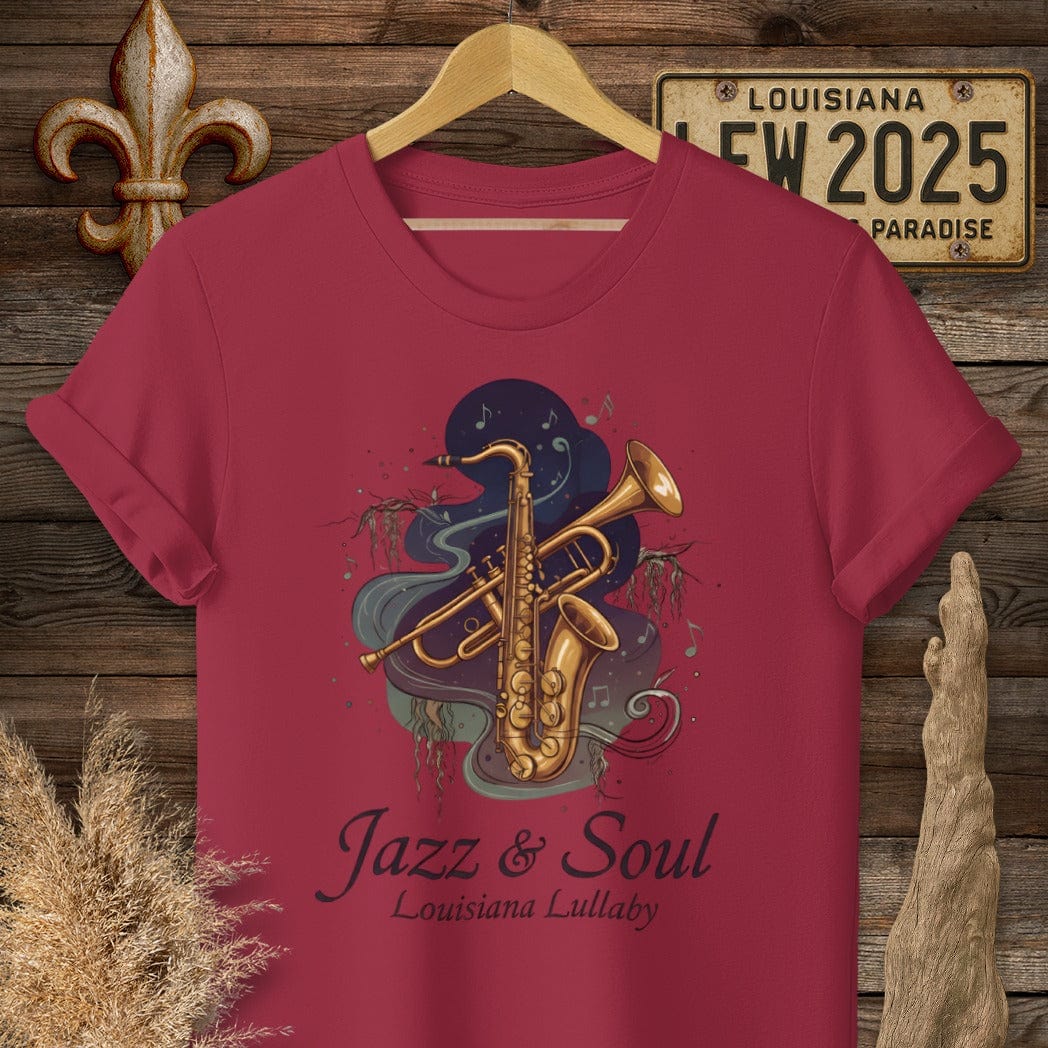 S / Cardinal Red Louisiana Jazz & Soul T-Shirt by Laissez Faire Wear
