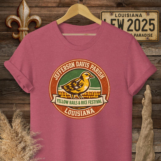 S / Heather Cardinal Louisiana Jefferson Davis Parish T-Shirt by Laissez Faire Wear