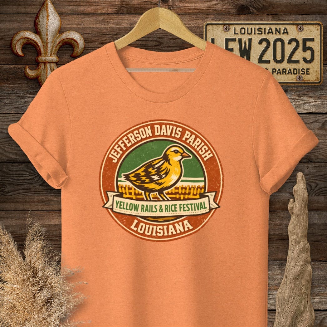 S / Heather Orange Louisiana Jefferson Davis Parish T-Shirt by Laissez Faire Wear