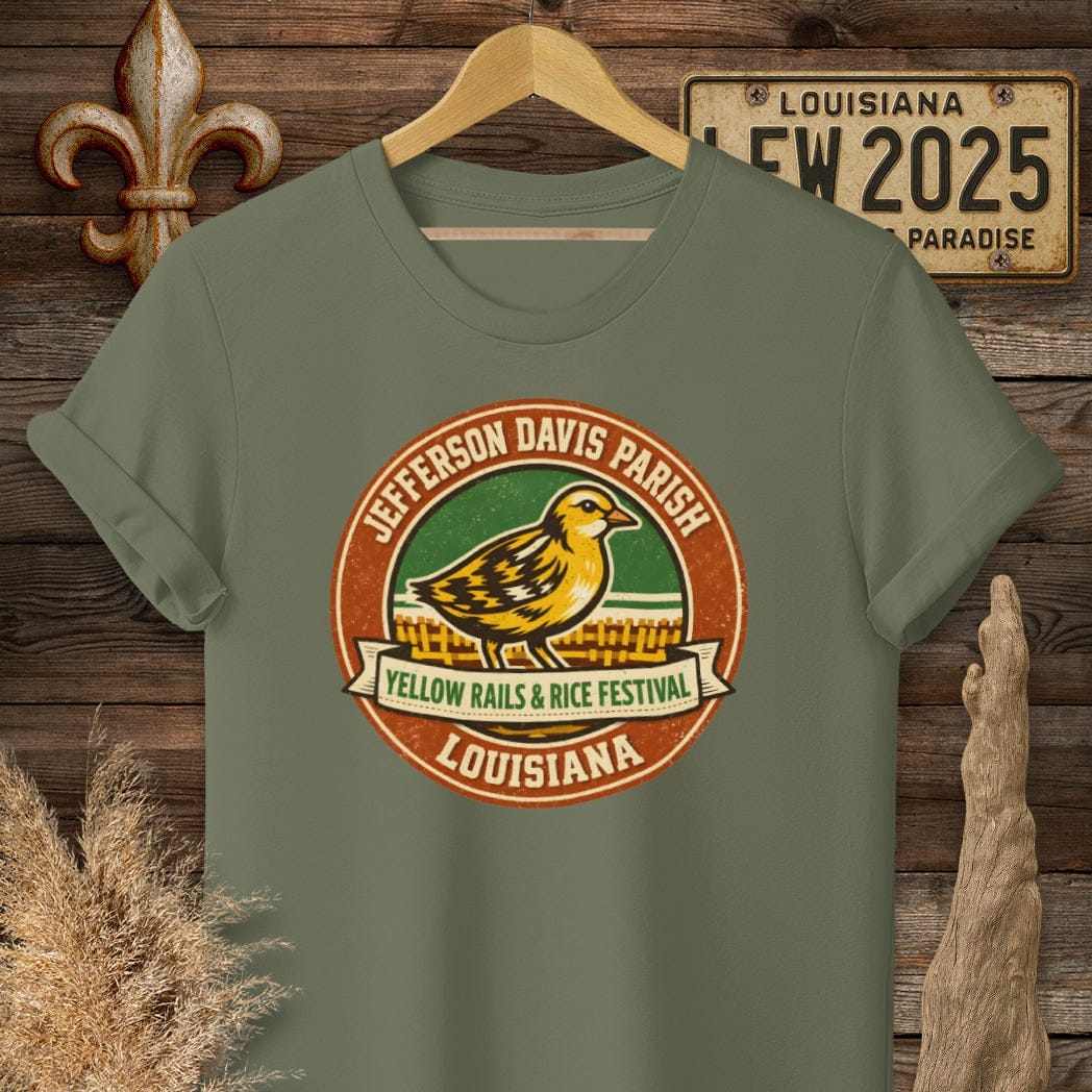 S / Military Green Louisiana Jefferson Davis Parish T-Shirt by Laissez Faire Wear