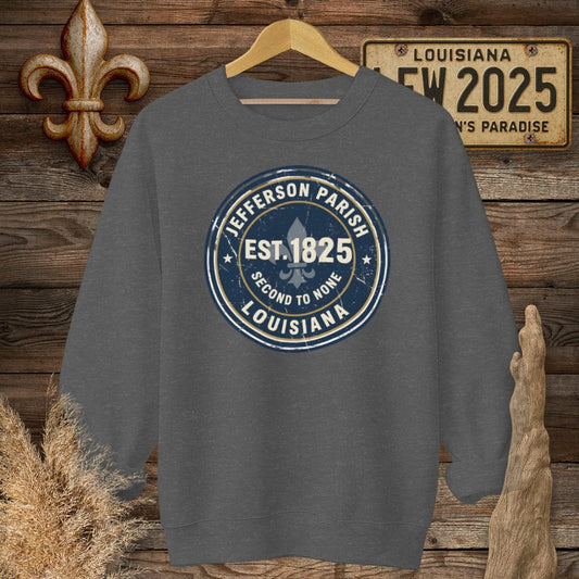 S / Dark Heather Louisiana Jefferson Parish Sweatshirt by Laissez Faire Wear