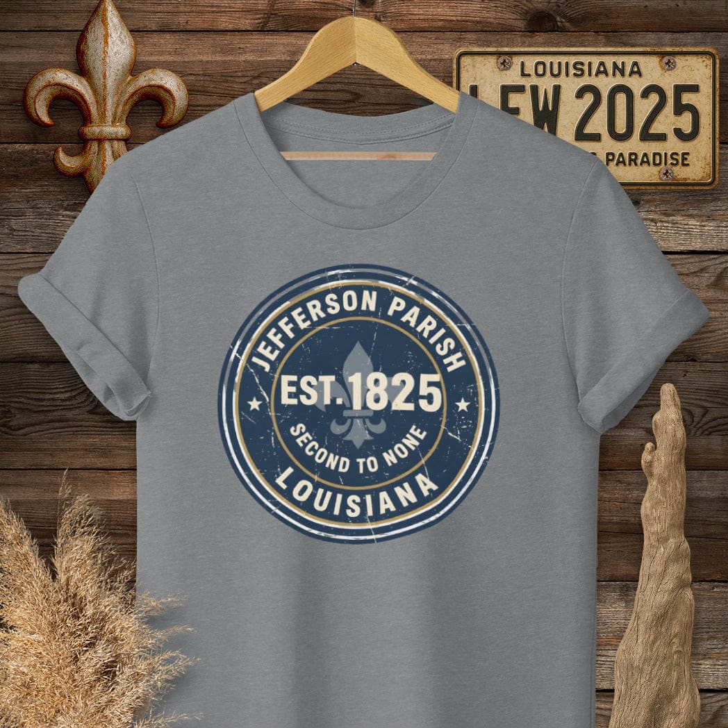 S / Graphite Heather Louisiana Jefferson Parish T-Shirt by Laissez Faire Wear