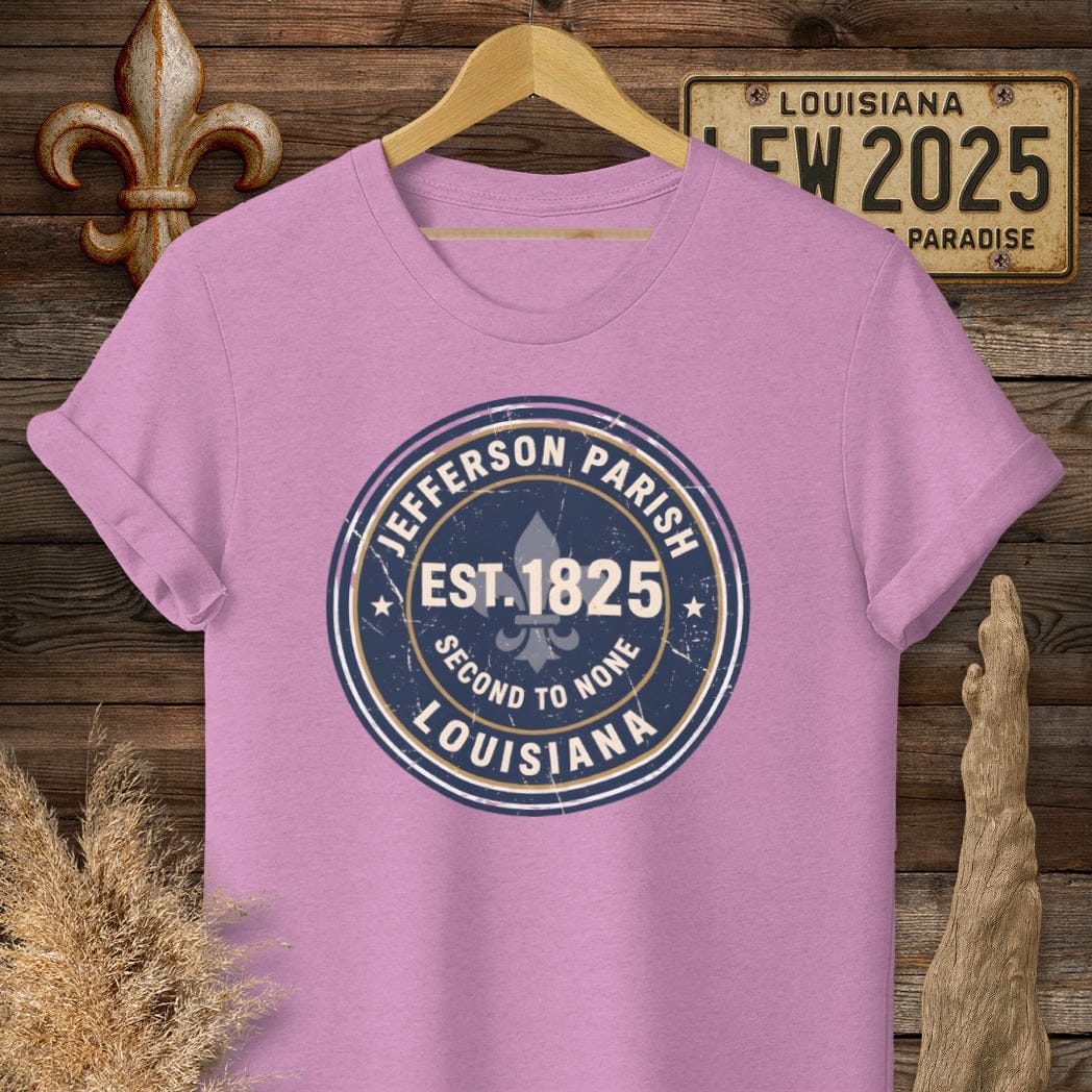 S / Heather Radiant Orchid Louisiana Jefferson Parish T-Shirt by Laissez Faire Wear