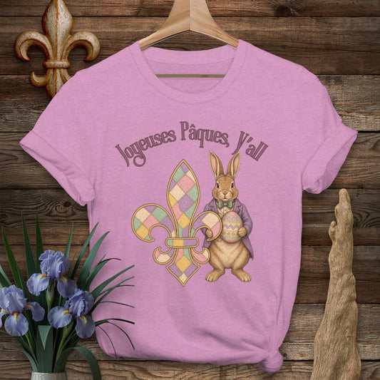 S / Heather Radiant Orchid Louisiana Joyeuses Pâques Y'all T-Shirt by Laissez Faire Wear