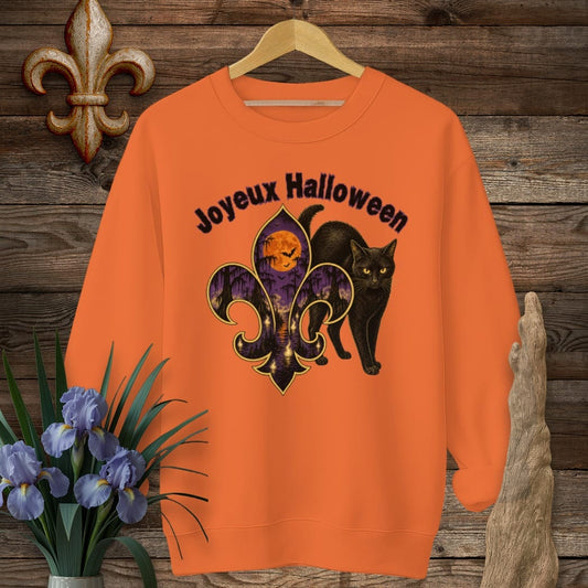 S / Orange Louisiana Joyeux Halloween Sweatshirt by Laissez Faire Wear