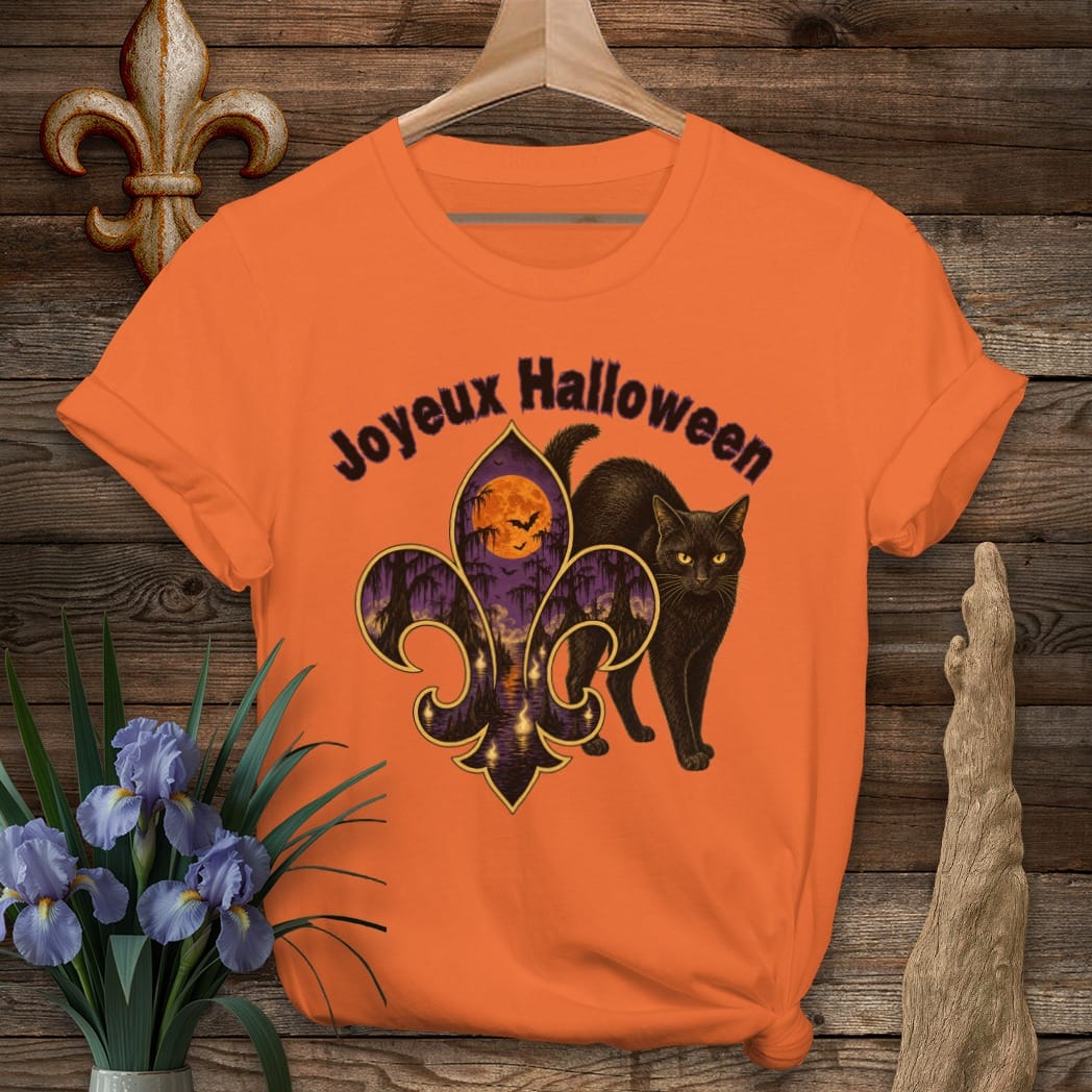 S / Orange Louisiana Joyeux Halloween T-Shirt by Laissez Faire Wear