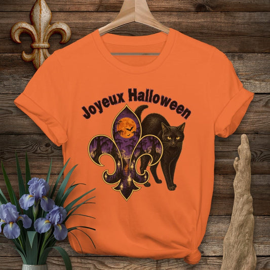 S / Orange Louisiana Joyeux Halloween T-Shirt by Laissez Faire Wear