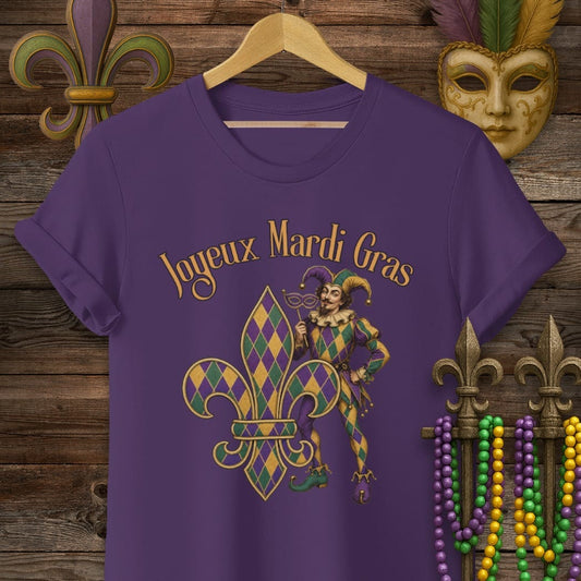 S / Purple Louisiana Joyeux Mardi Gras T-Shirt by Laissez Faire Wear
