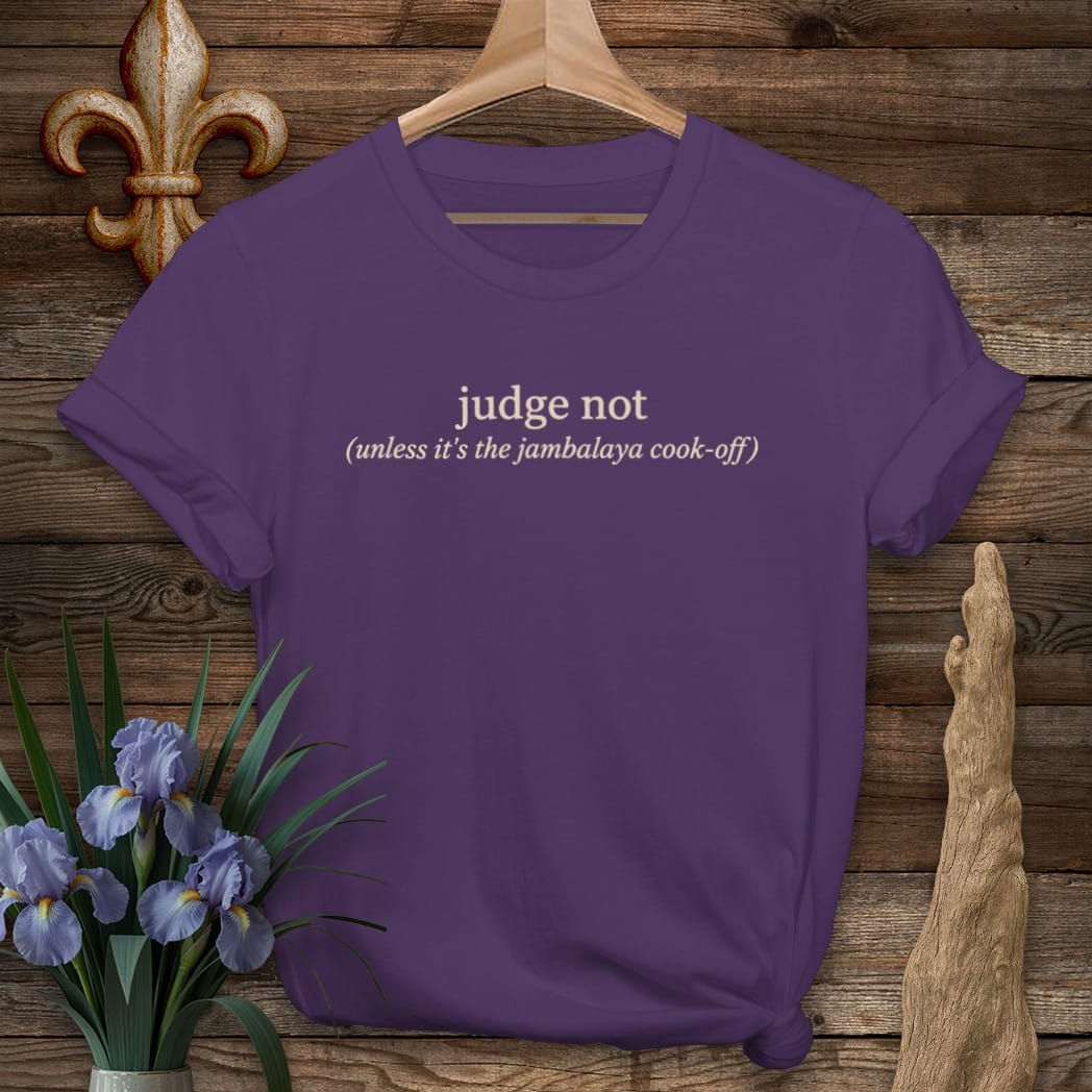 S / Purple Louisiana Judge Not T-Shirt by Laissez Faire Wear