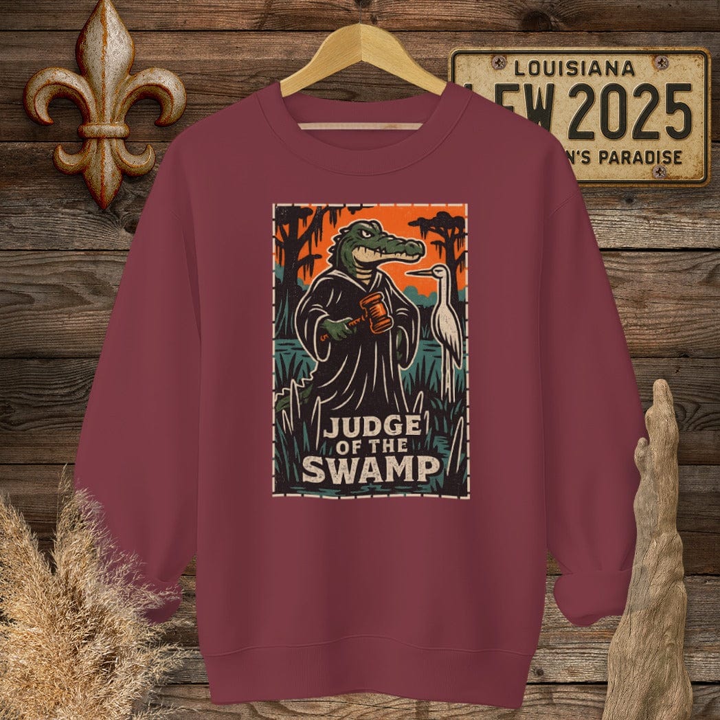S / Garnet Louisiana Judge of the Swamp Sweatshirt by Laissez Faire Wear