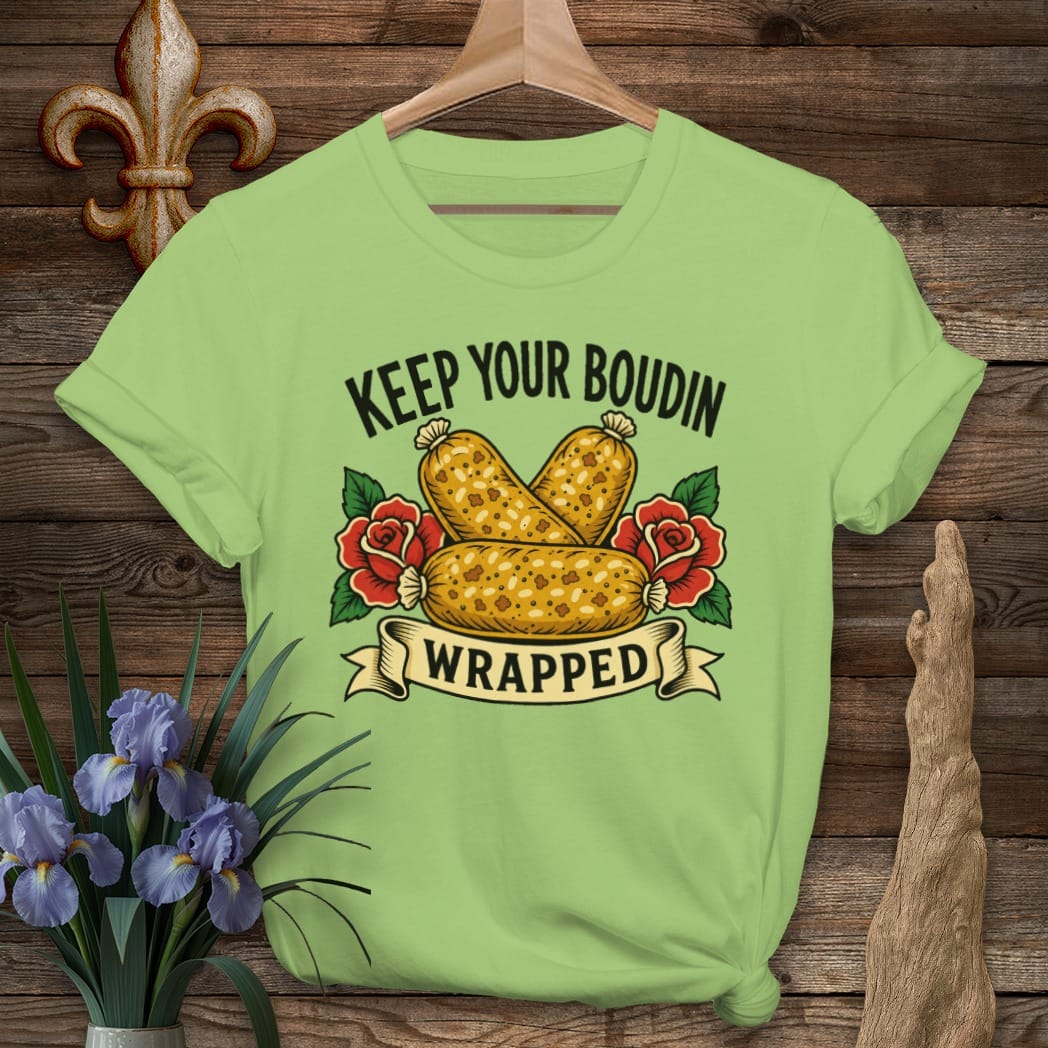 S / Lime Louisiana Keep Your Boudin Wrapped T-Shirt by Laissez Faire Wear