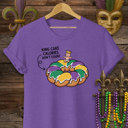S / Heather Purple Louisiana King Cake Calories T-Shirt by Laissez Faire Wear