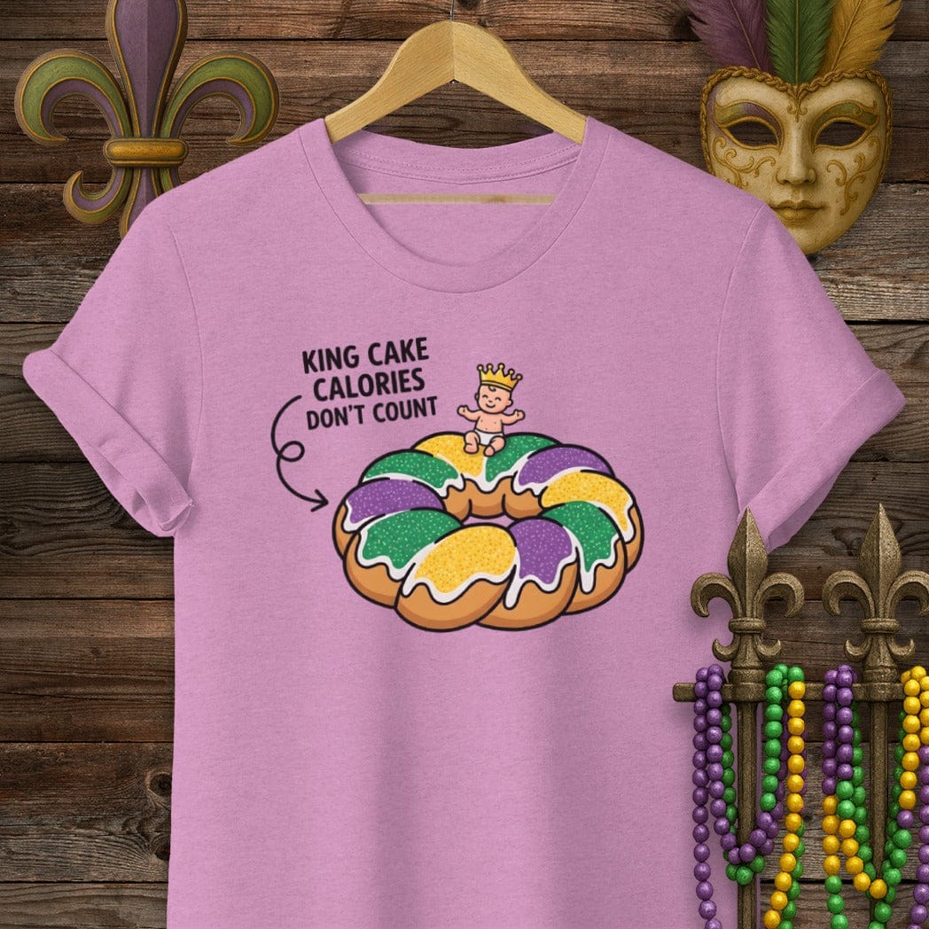 S / Heather Radiant Orchid Louisiana King Cake Calories T-Shirt by Laissez Faire Wear