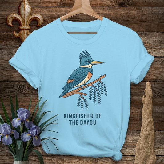S / Sky Louisiana Kingfisher of the Bayou T-Shirt by Laissez Faire Wear