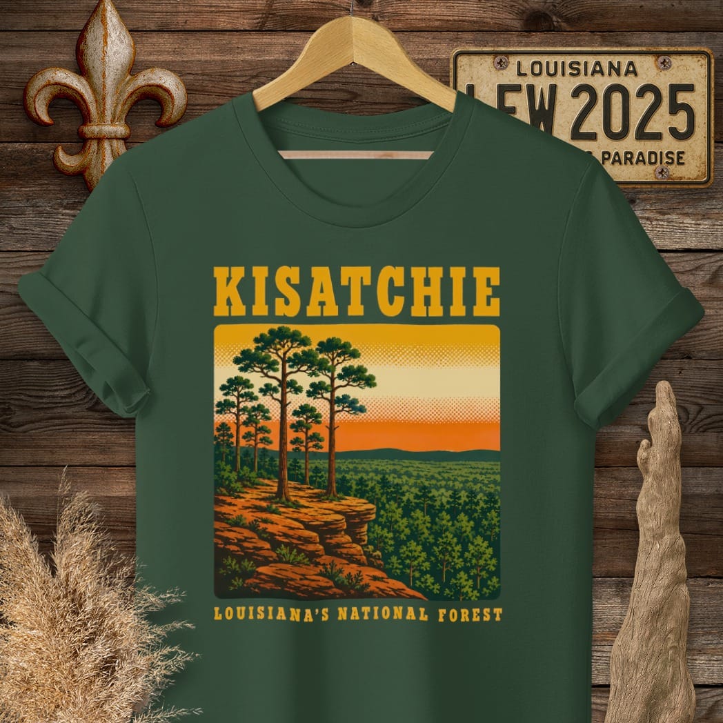 S / Forest Green Louisiana Kisatchie T-Shirt by Laissez Faire Wear
