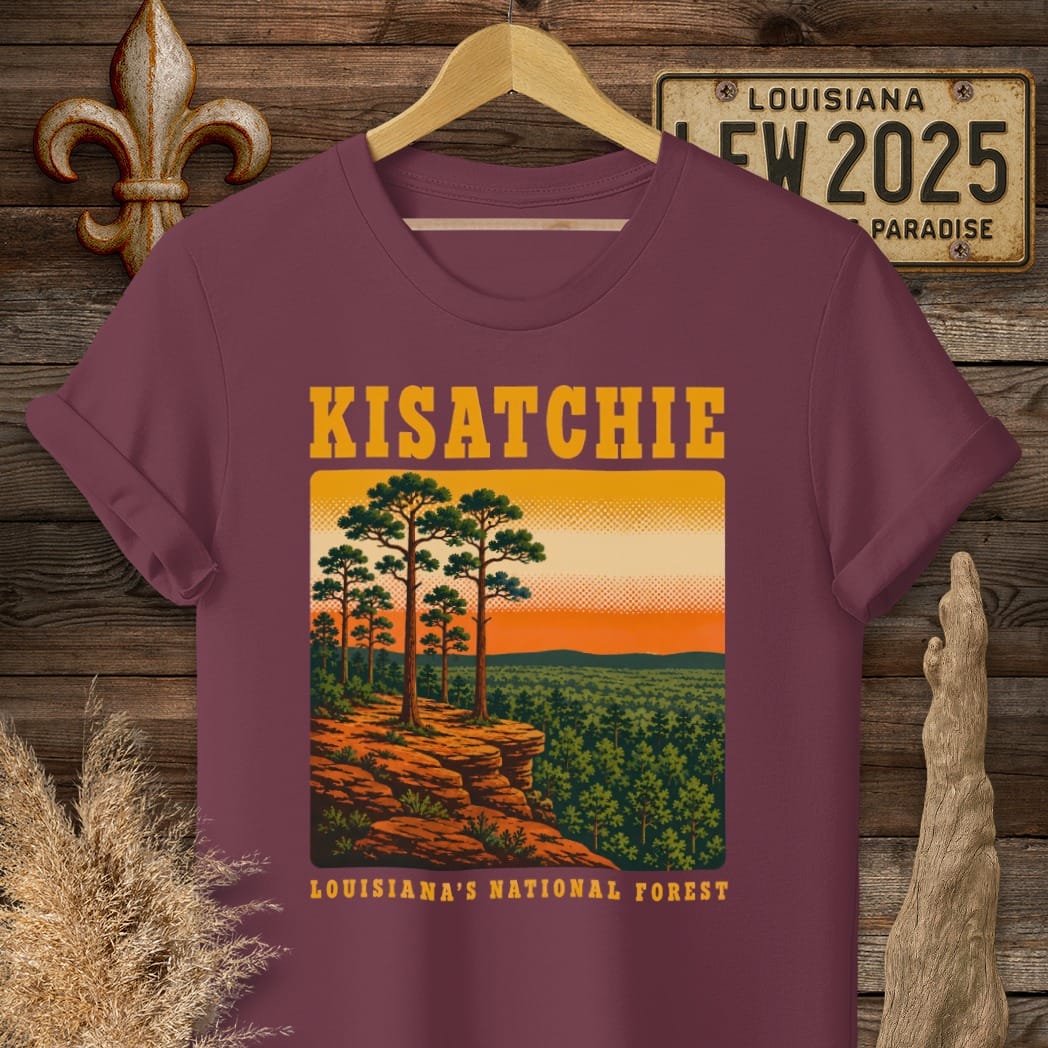 S / Maroon Louisiana Kisatchie T-Shirt by Laissez Faire Wear