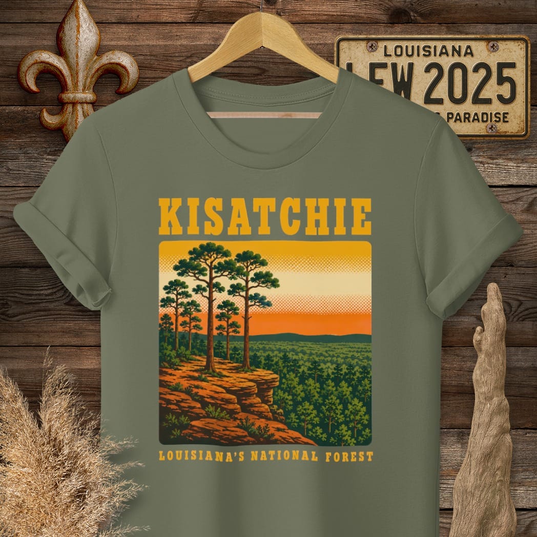 S / Military Green Louisiana Kisatchie T-Shirt by Laissez Faire Wear