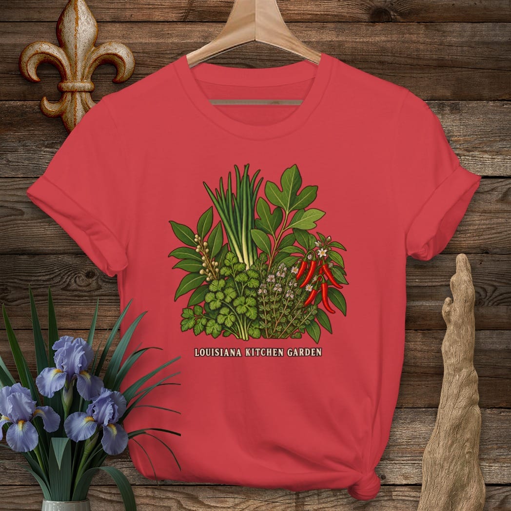 S / Red Louisiana Kitchen Garden T-Shirt by Laissez Faire Wear